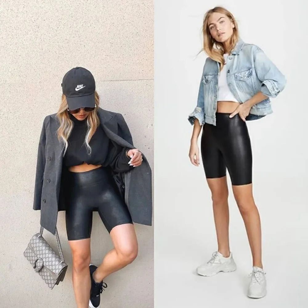 Spanx Faux Leather Bike Shorts S  NWOT